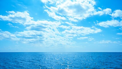 Obraz premium Serene ocean seascape under a bright summer sky seasonal holiday backgrounds