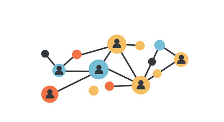 Obraz premium Illustration of a colorful abstract social network connections representing communication and collaboration