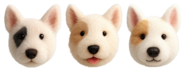 PNG Adorable fluffy dog emojis, element set on transparent background