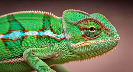 Fototapeta premium Adorable Close Up Baby Veiled Chameleon Reptile Wildlife Nature Portrait