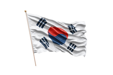 PNG South korean flag waving against white background