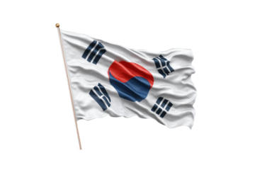 PNG South korean flag waving against white background