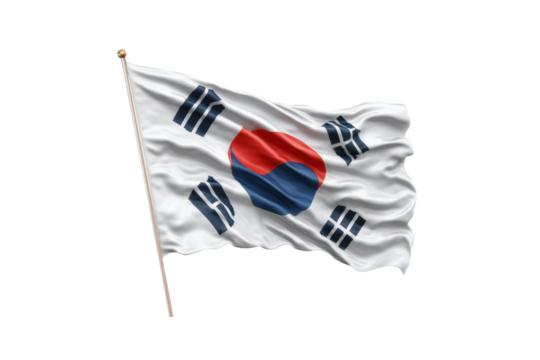 PNG South korean flag waving against white background