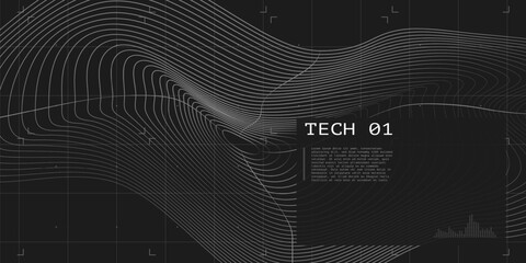 Abstract mesh wireframe background with lines and grids. Futuristic grid structure. Digital topography. Tech style. UI, HUD, and data design.