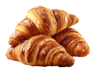 Freshly baked croissants bakery food cozy kitchen culinary delight isolated on transparent background