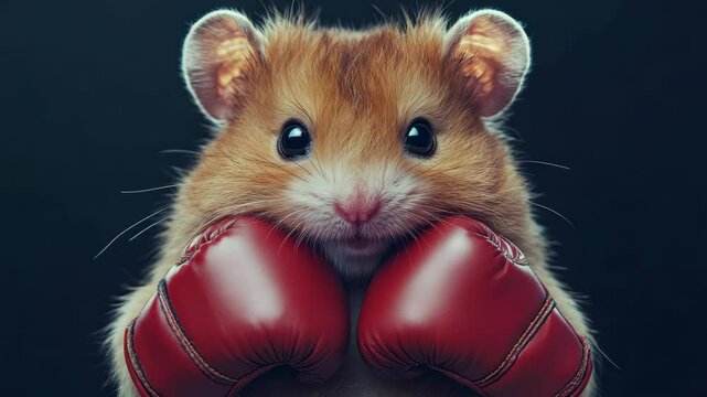 Cute hamster in boxing gloves