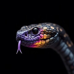 Obraz premium Thermal-Imaging Style Close-Up of a Pit Viper's Heat Sensors (False Color Palette)