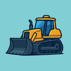 Cartoon Bulldozer Vector Illustration