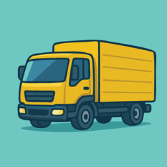 Cartoon Yellow Cargo Truck Vector