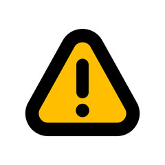 Yellow warning sign or badge vector. Black exclamation mark icon. Caution or attention symbol