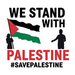 Bold Solidarity T-Shirt Design We Stand with Palestine Featuring Vibrant Flag Save Palestine for Global Support and Awareness