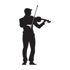 Fototapeta premium Violinist performing a simple minimal silhouette