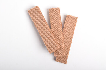 close-up Three wafers isolated on a white background. Top view