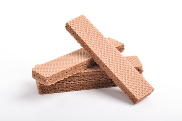 Chocolate wafers isolated on white background