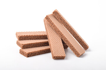 Chocolate wafers isolated on white background