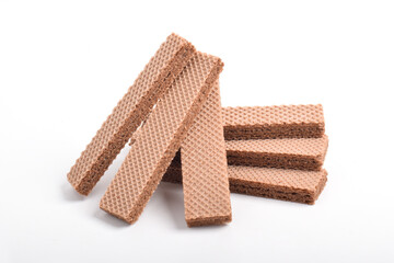 Chocolate wafers isolated on white background