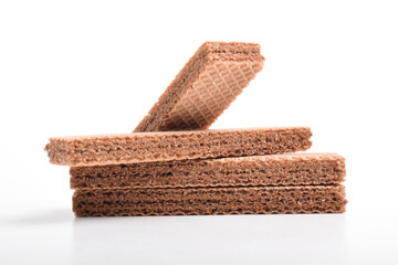 Chocolate wafers isolated on white background
