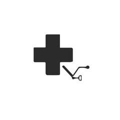 Fototapeta premium Medical cross plus a wheelchair icon on white, concept for healthcare