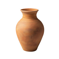 Terracotta clay pot. The ancient art of pottery. Isolated object with transparent background. Interior decoration, blank empty vase mockup	