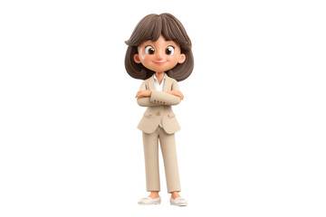 PNG Cartoon character in beige suit with confident pose