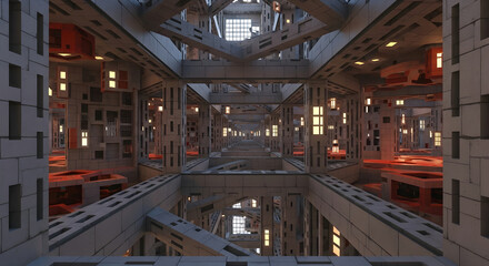 Fototapeta premium Abstract Futuristic Interior Architecture Perspective