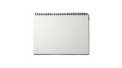 Close up of blank sketchbook pages with spiral binding, offering a clean canvas for creative expression, isolated on a transparent background