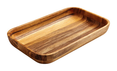 Natural wooden serving tray kitchen product rustic top view minimalist design isolated on transparent background