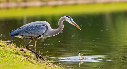 Obraz premium Great Blue Heron Profile Ridgefield National Wildlife Refuge Bird
