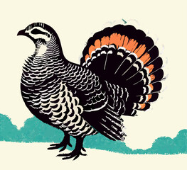 Vintage Illustration of a Ruffed Grouse Bird