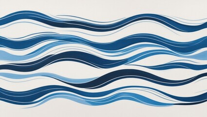 Abstract wavy lines in shades of blue on white