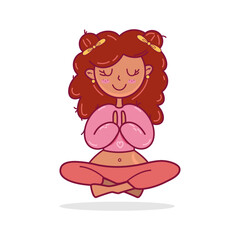 Yoga Girl Cartoon Vector – Flat Illustration for Wellness and Fitness Design