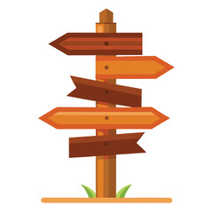Wooden Signpost with Multiple Directional Arrows for Hiking and Outdoor Adventure Illustration