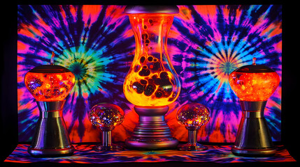 Colorful Lava Lamps And Tie Dye Display
