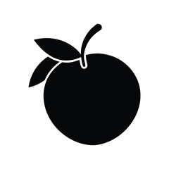 Peach Fruit Silhouette Icon in White Background