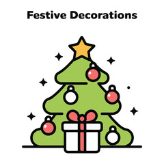Fototapeta premium vector illustration of Christmas tree with gifts. 