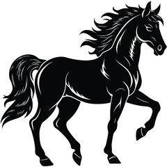 horse equine stallion black silhouette high contrast
