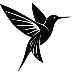hummingbird black and white minimalist silhouette