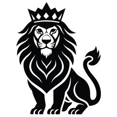 lion crown king mascot emblem stylized black