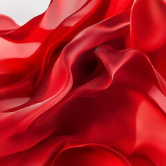 Obraz premium Elegant flowing red fabric with dynamic folds and soft lighting creating a luxurious textured background for design and creative projects