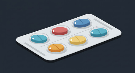 Cartoon Blister Pack of Multicolored Pills