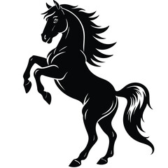 rearing horse black and white silhouette elegant