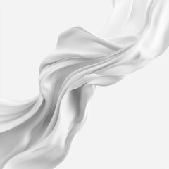 Fototapeta premium Elegant flowing white fabric with graceful curves and folds against a clean white background representing purity and sophistication for design projects