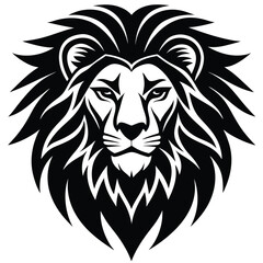 stylized lion head bold graphic design strong pose