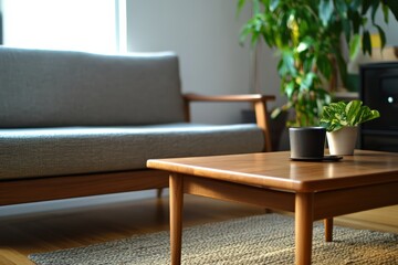 Calm homeschool space designed with neutral tones and natural elements Generative AI