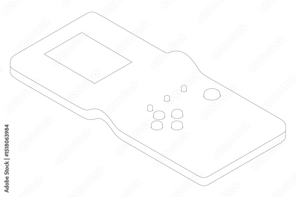 Poster a game controller is shown in a black and white drawing. the controller is a small device with butto