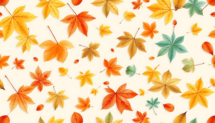 Autumn leaves seamless pattern background