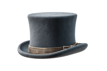 PNG Classic black top hat with elegant ribbon and bow