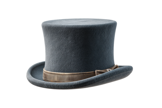 PNG Classic black top hat with elegant ribbon and bow
