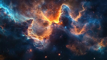 Fototapeta premium A mystical nebula forming the shape of an ancient cosmic deity.