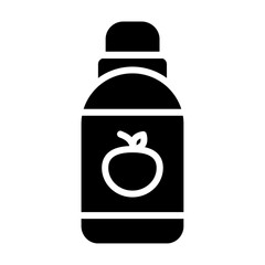 Baby food plastic bottle icon Flat outline fill black and white
